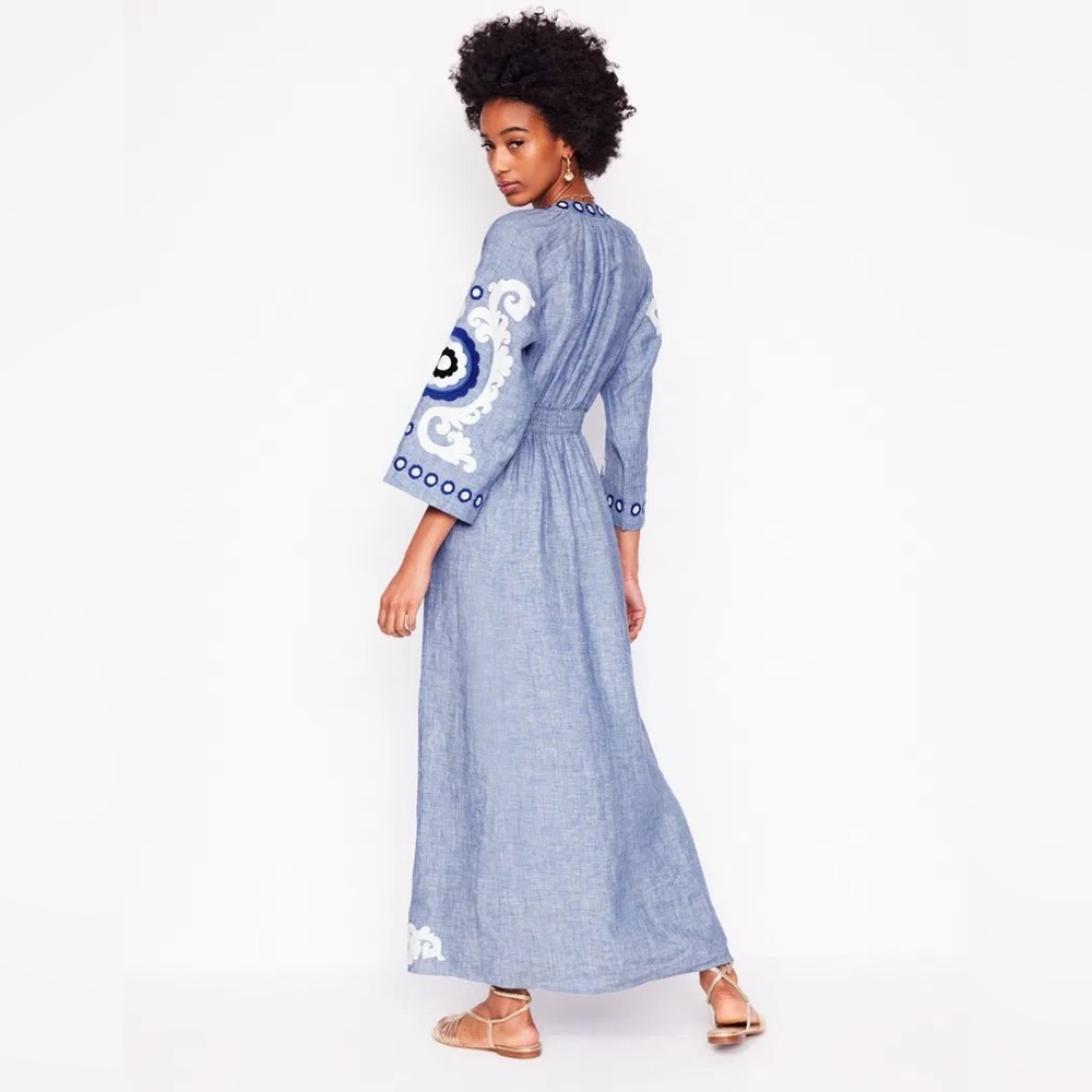 Boden Blue Embroidered Maxi Dress - Picture 2 of 9
